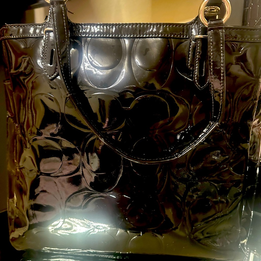 Glossy Black Designer Tote Bag